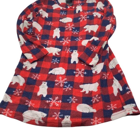 Joe Boxer Christmas Polar Bear Toddler Girls 5T Winter Nightgown Sleepwear Plaid - Picture 7 of 8